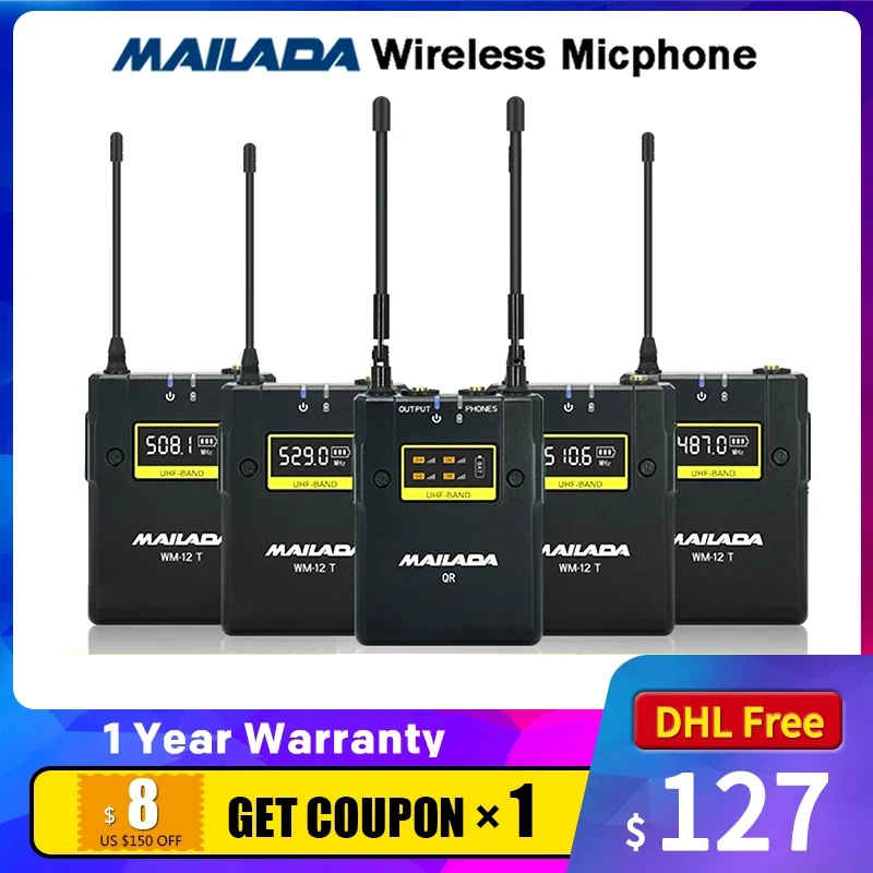 Mailada WM12 professional wireless lavalier microphone UHF 50m