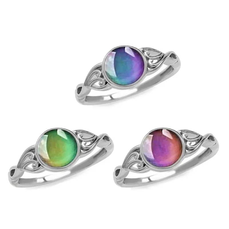 

Heart Color Change Mood Ring Emotion Feeling Temperature Rings Necklace Women