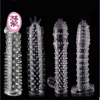 

Reusable condom lube Textured Extender Sleeve screw thread Penis cover Cock Ring dildo sheath Condoms coque Sex Toys for Men