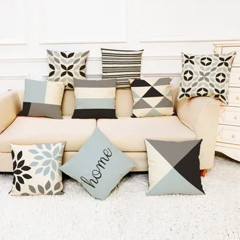 

Hot Multi-color Geometric Decor Cotton Linen Cushion Cover Grid Print Sofa Throw Pillow Car Chair Home Decor Pillowcase