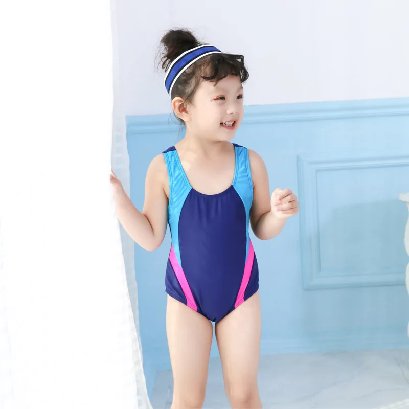 

2019 GIRL'S One-piece Swimming Suit Triangular Cartoon Pattern Swimming Training Quick-Dry Children Racing Game Industry Bathing