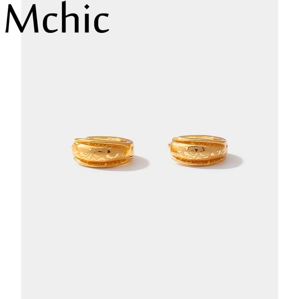 Mchic Round Earrings Gold Color Jewlery High Quality Geometric Pattern Ear Ring for Women Party Gift Accessories Bijoux Femme