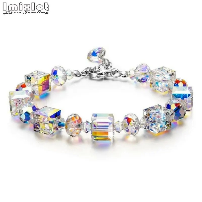 1PC Geometric Square Crystal Beads Bracelets For Woman Fashion Wedding &amp Bangles Charms Jewelry Pulseras Mujer | Украшения и