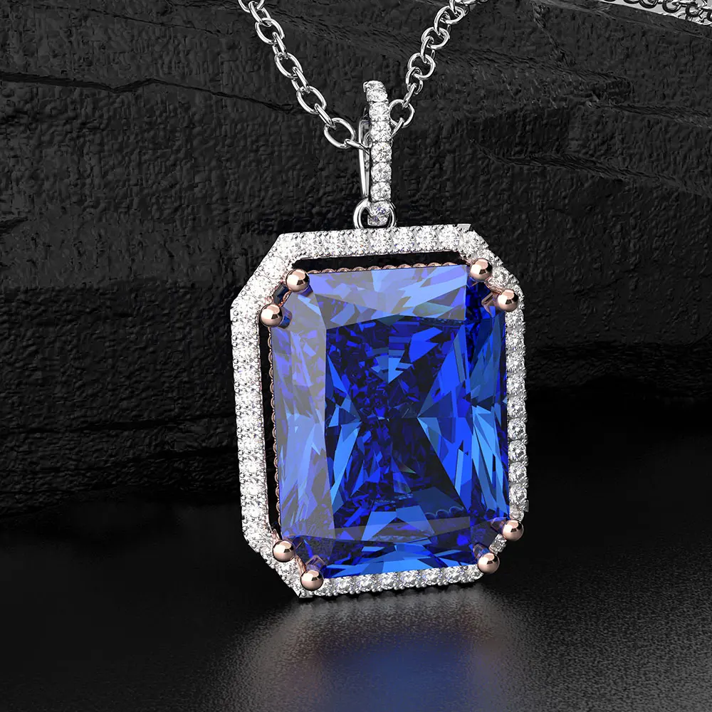 PANSYSEN 7 цветов Подвески 12x16 мм Изумрудный сапфировый драгоценный камень 925 Серебро кулон ожерелья для женщин ювелирные изделия на подарок