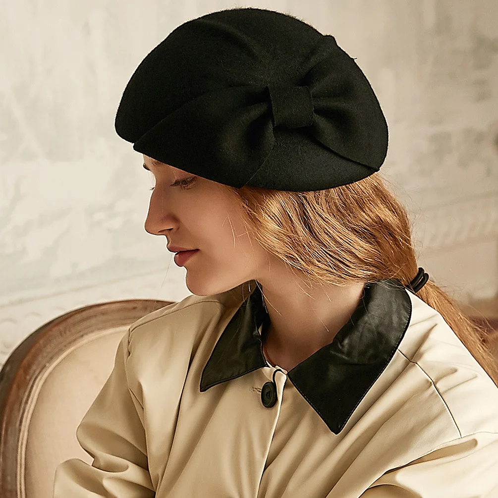 

Шапка стюардесса X4033, Женская шерстяная фетровая шляпа, шерстяной берет для взрослых, кепки, ретро британские вуалетки, кепки для взрослых