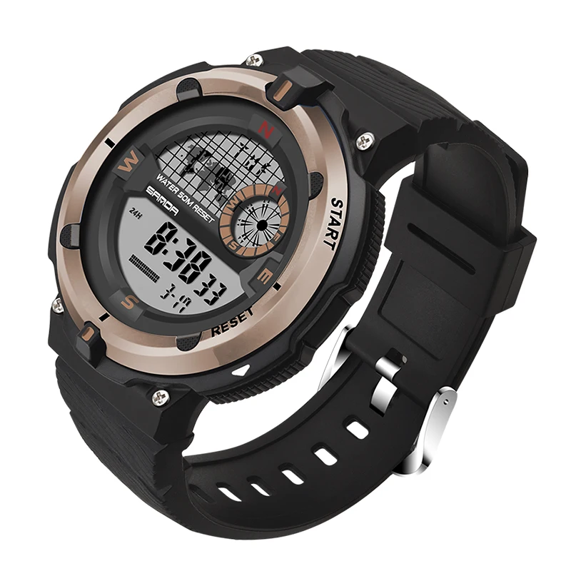 Black Rose Gold SANDA, топ класса люкс, спортивные мужские часы, водонепроницаемые, светодиодный, цифровые часы, модные, повседневные, мужские наручные часы, Relogio Masculino 392 - Цвет: Black Rose Gold