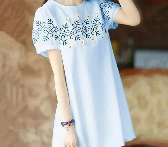 

2018 New Style Korean-style Maternity Clothes Tops Spring Clothing Short Sleeve Cotton Linen Large Size Loose-Fit Pregnant Women