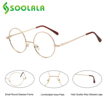 

SOOLALA Ultralight Round Metal Myopia Optical Glasses Frame Women Men Eyewear Prescription Eye Glasses Frame