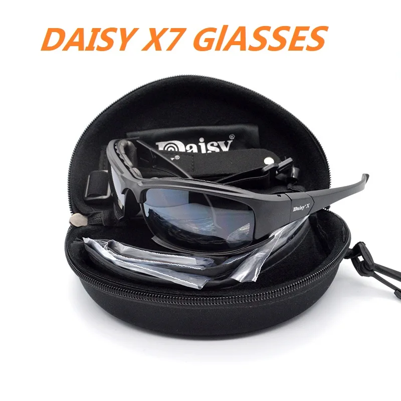 Lunettes Daisy X7 polarisées 4 verres interchangeables pour pêche, airsoft, randonnée - Hommes