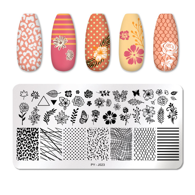 YOU Valentine's Day Nail Stamping Plates Rose Flower Love Theme Nail Art Plate Stainless Steel Nail Design Stencil Tools