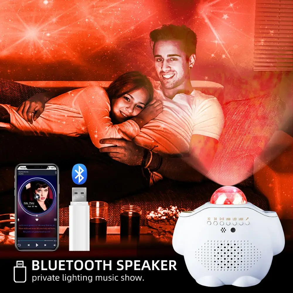 Bluetooth Звездный проектор светодиодная лампа Туманность с управлением