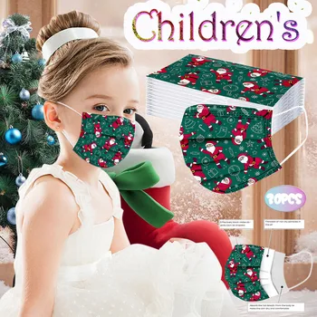

Kids Scarf Face Mask Christmas Print Children's Mask Disposable High Quality Mask 3Ply Earhook Dustproof Mouth Mask Mascarilla