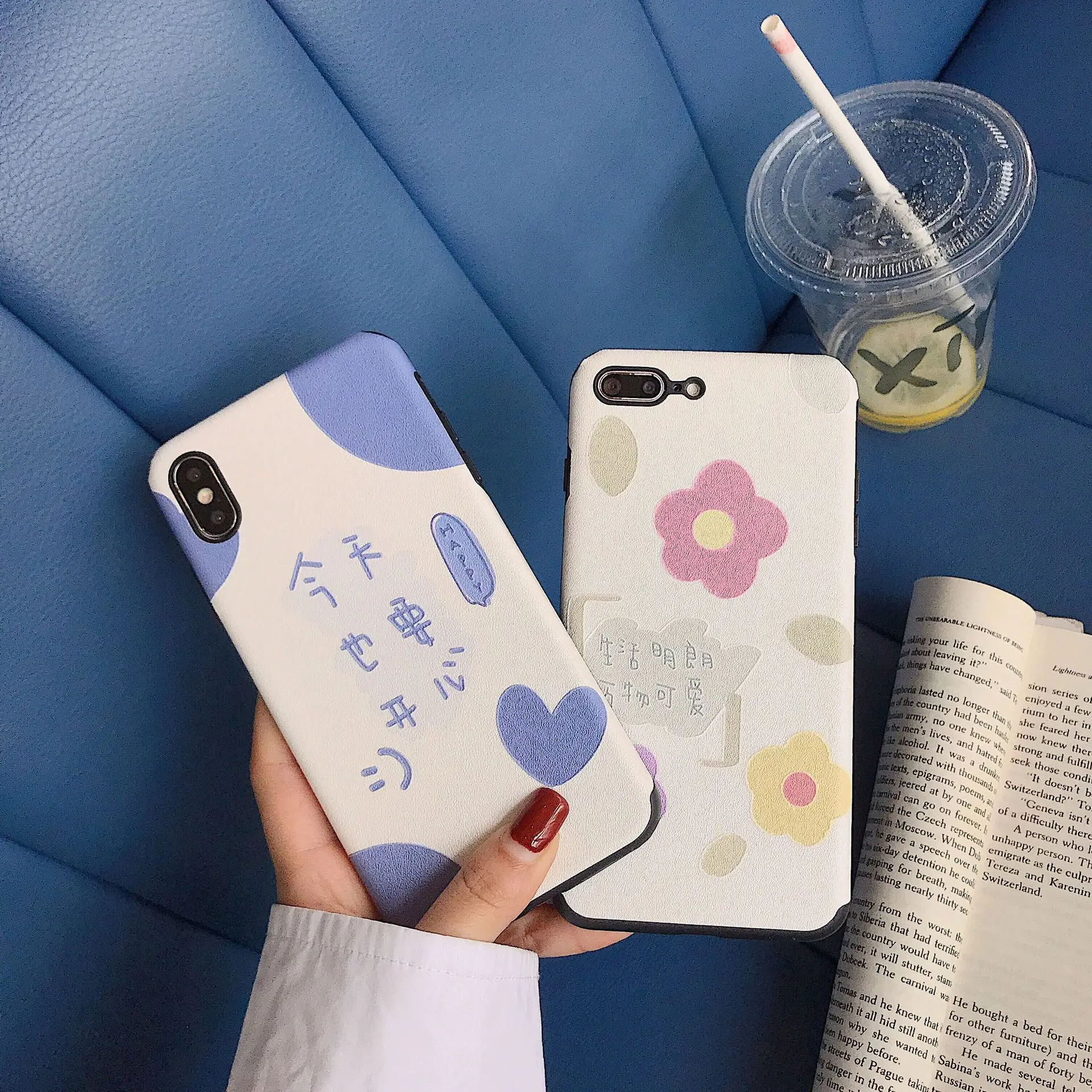 

Korean Style Cute with Text Phone Drop-Resistant Protective Case Case for iPhone 8 Plus Case for iPhone 7 Plus Phone Case