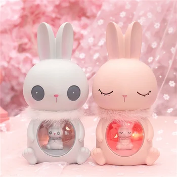 

Sweet Home Decoration Ornaments Exquisite Resin Rabbit Miniature Model Night Light Handcrafts Wedding Accessories Birthday Gifts