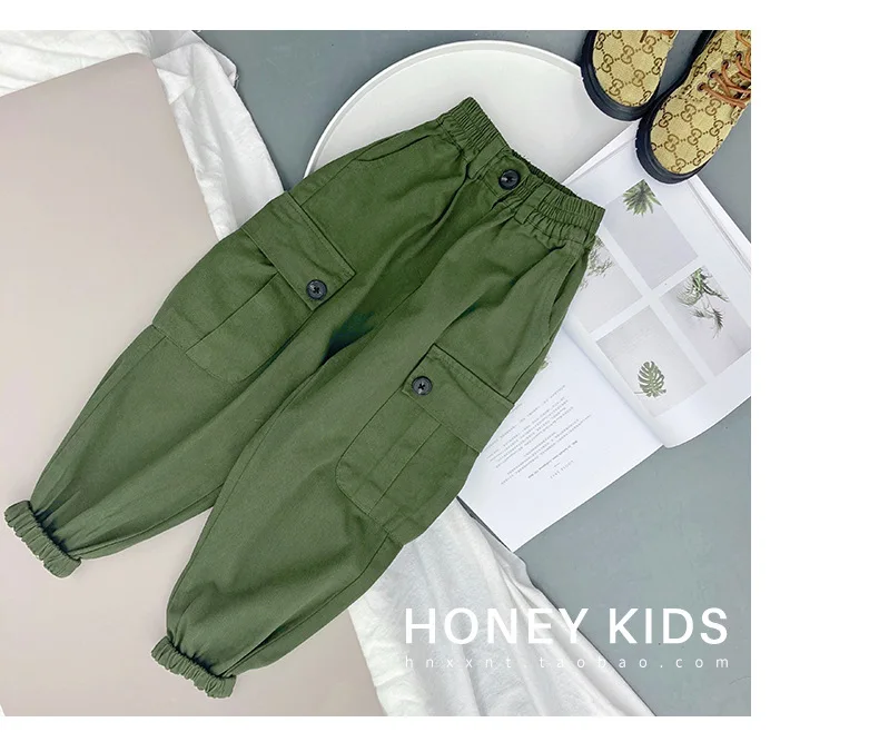 Pantaloni Cargo verde militare per bambina per bambini 8 10 12 anni  strousori primaverili per ragazze 2021 _ - AliExpress Mobile