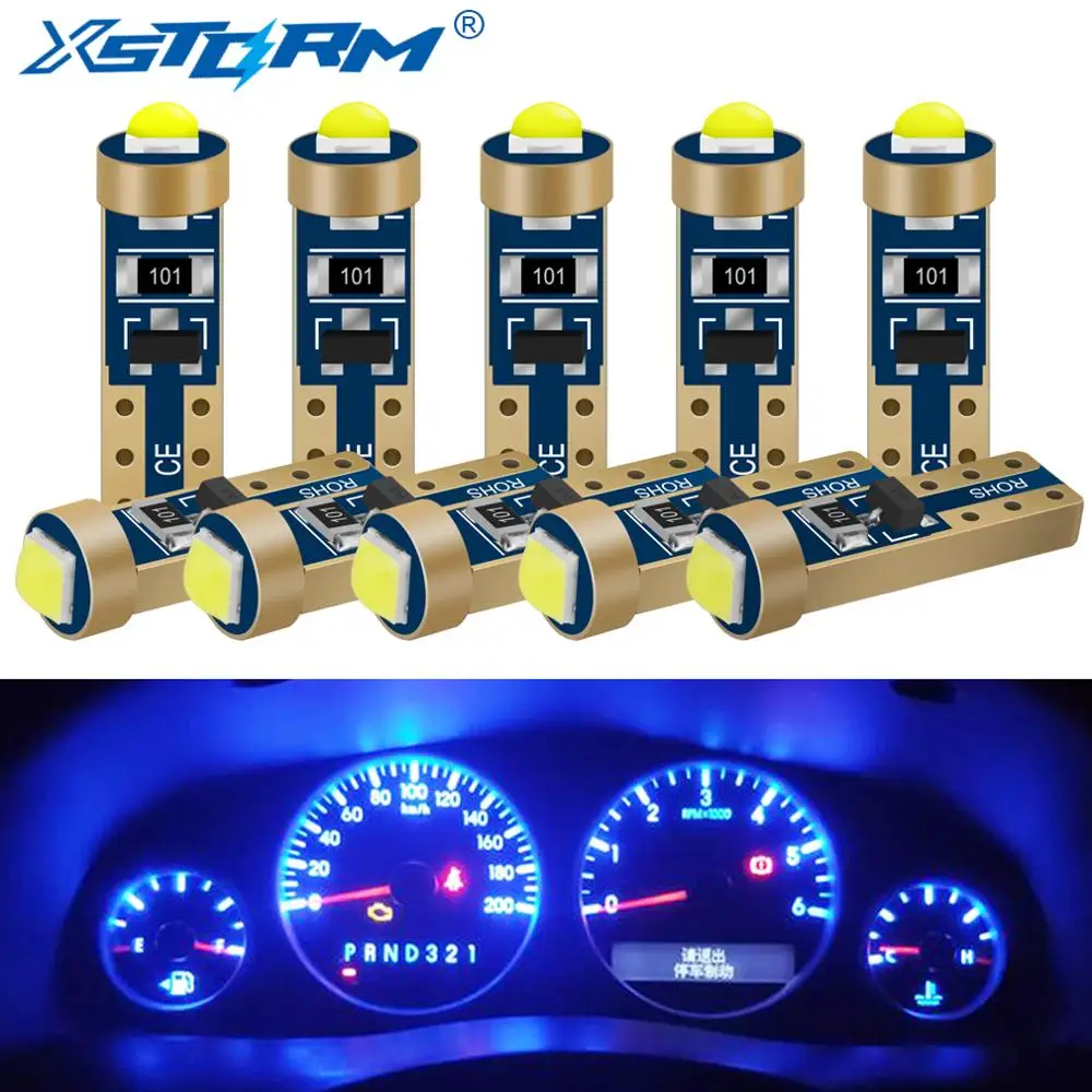 

10Pcs T5 W3W LED Bulb W1.2W 74 286 Canbus No Error 1.2W 12V Car Interior Lights Auto Side Wedge Dashboard Gauge Instrument Lamp