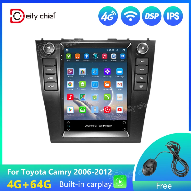 Автомобильный мультимедийный плеер Tesla черный на Android для Toyota Camry 2006-2012 с