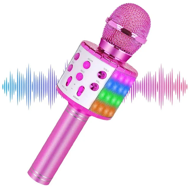 Microphone de karaoké Bluetooth sans fil pour enfants, jouet de scène  musical, haut-parleur chantant, 3 en 1, cadeau de Noël