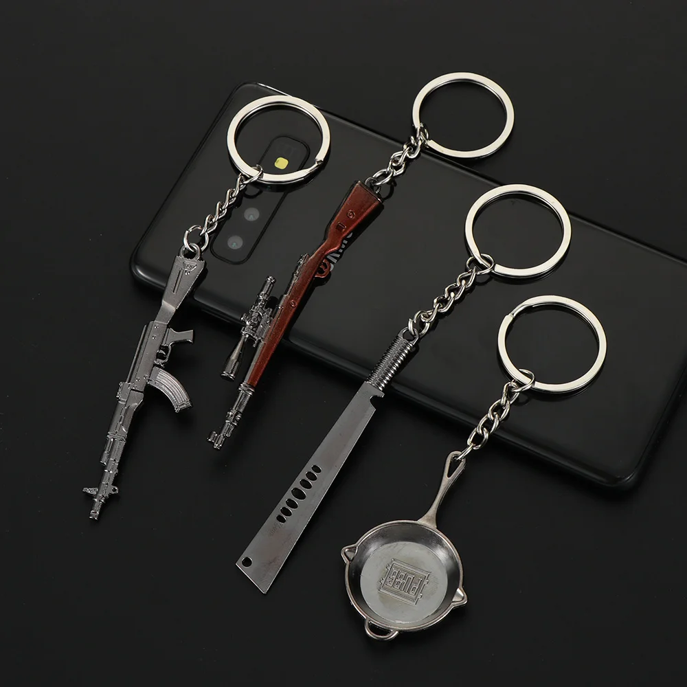 

1 Pc Creative 98K Game Fans Key Rings Simulation Model Copper Keychain Helmet And Guns Motorcycle Car Key Rings Gift