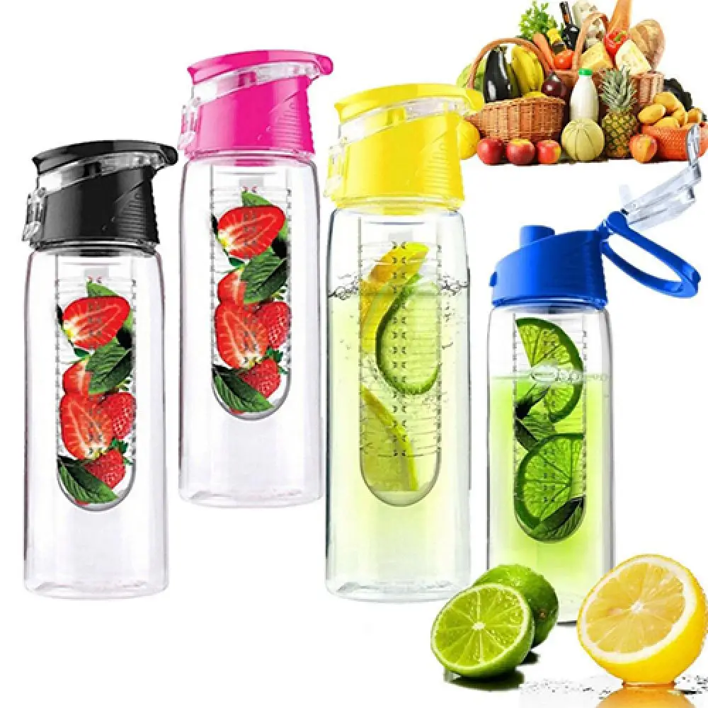 800ML Water Bottle Fruit Juice Infuser Health Sport Lemon Cup Bicycle Flip Lid Drinkware Sports Bottles
