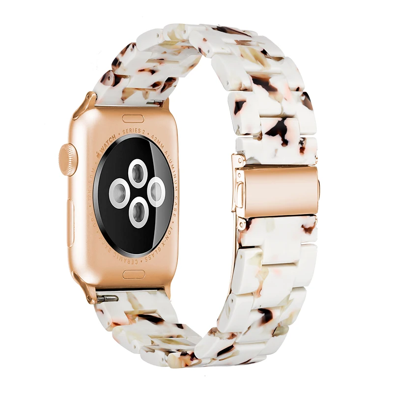 Новинка, браслет из смолы с розовым цветком для Apple Watch Series 5, 40 мм, 44 мм, I Watch 4, 3, 2, 1, женский ремешок, 38, 42 мм, мужской браслет - Цвет ремешка: Nougat