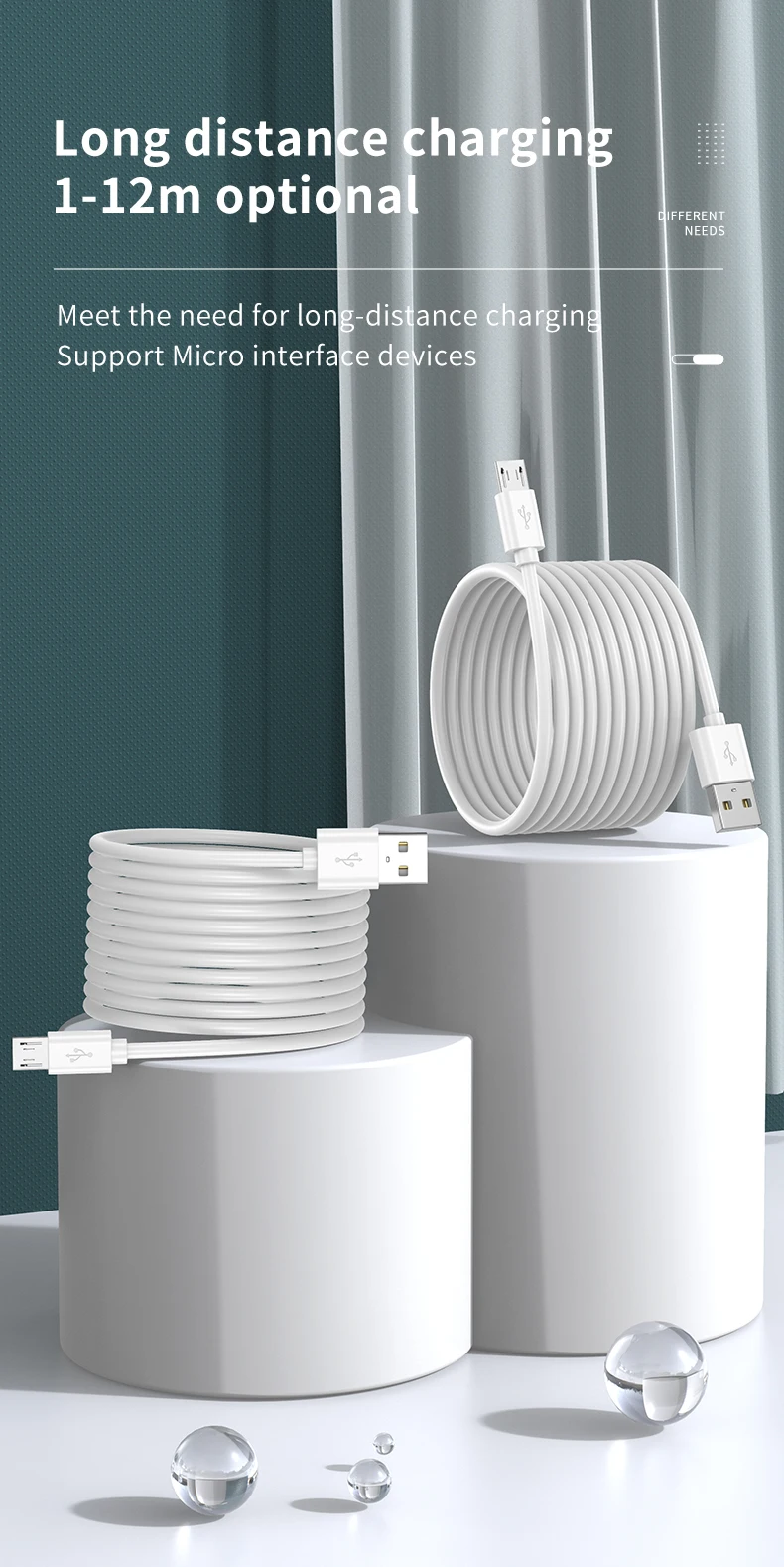 H714261b9cfb449a698b798c5ce295a6cM Micro USB Cable Super Length For Xiaomi Camera Monitor Mobile Phone Power Bank Driving Recorder Projector Extension Charge Cord Mallzona