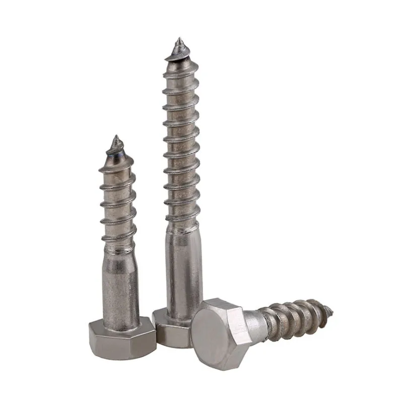 

GuHua Stainless Steel Hexagon Head Self Tapping Screw DIN571 External Hex Head Cap Tapping Large Long Wood Screw M6M8M10 5pcs