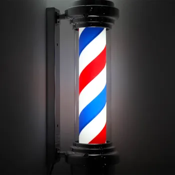 

32" Rotating Barber Shop Pole Light LED Light Barber Red White Blue Stripe Rotating Light Stripes Wall Hanging LED Downlights