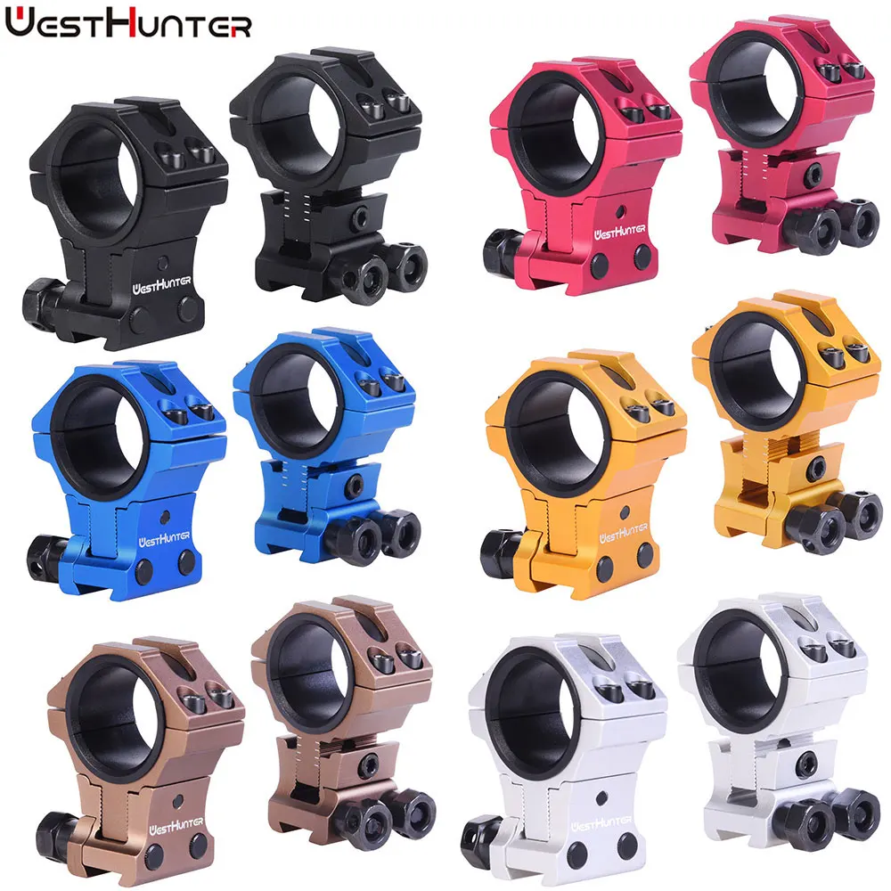WESTHUNTER Adjustable Profile Raise Dovetail Mounts Precision 11mm Rails CNC 30mm/25.4mm High Profile Hunting Rifle Scope Rings