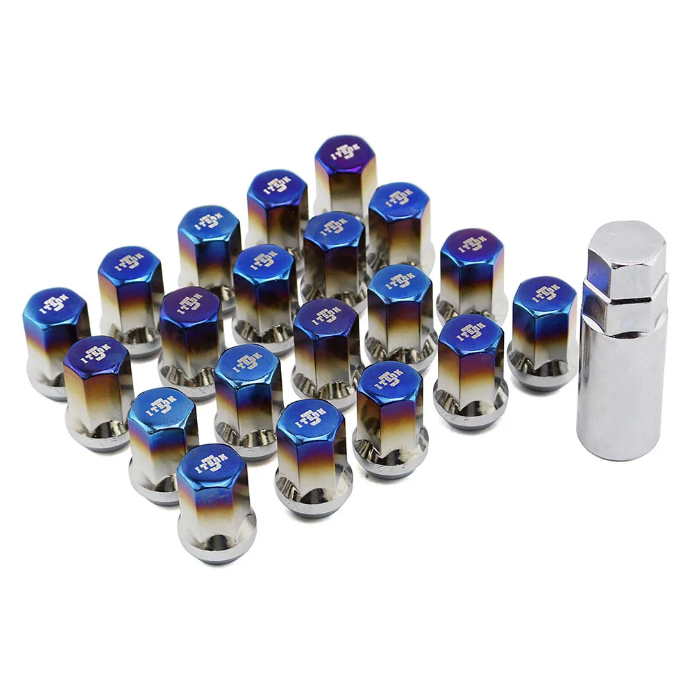 

20pcs M12x1.25mm*1.5mm Car-styling Carbon Steel Tuner Car Wheel Lug Nuts with Locking Baked blue Car accessories
