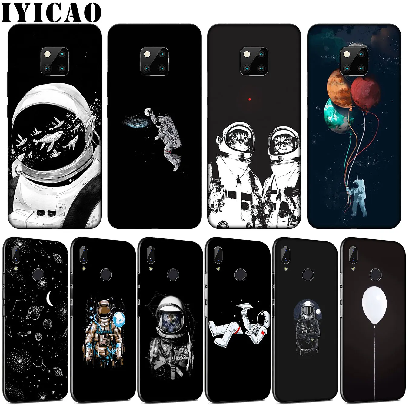 Мягкий силиконовый чехол IYICAO для телефона с изображением космонавта Луны Huawei