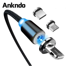 ANKNDO Магнитный Micro USB кабель для Xiaomi Redmi Note 7 8 10pro USB C кабель для Umidigi F2 Магнитный зарядный кабель для Iphone шнур