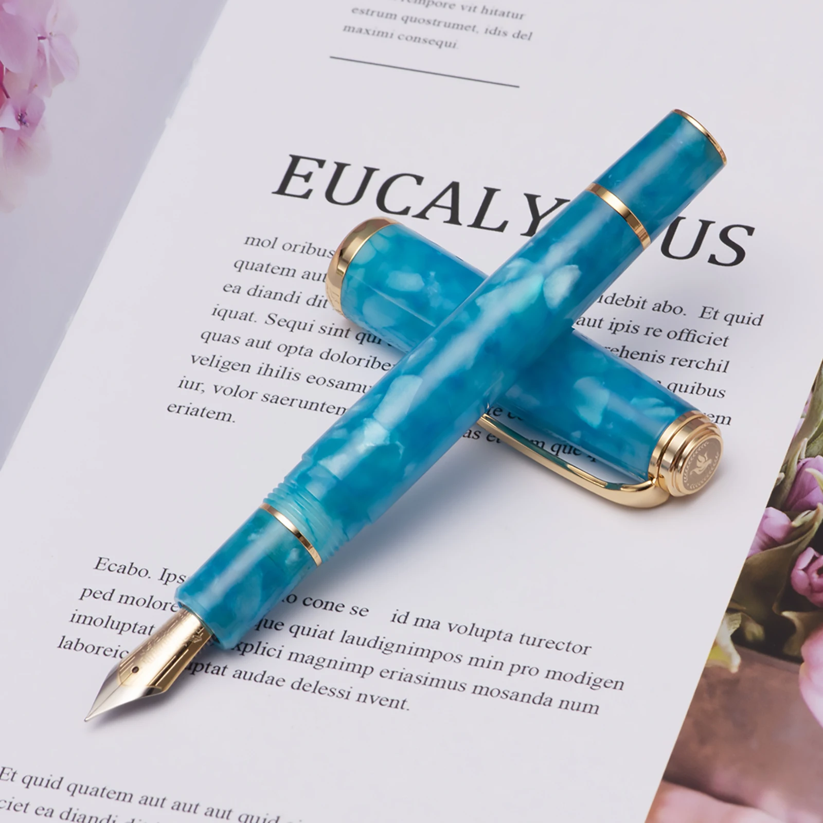 Hongdian N1 Retro Acrylic Resin Fountain Pen Nebula Series EF Nib Sky Blue Office Pen with Converter Writing Business Gift Pen hongdian hand drawing fountain pen blue magpie nib exquisite office business writing ink pens stationery students gift pens