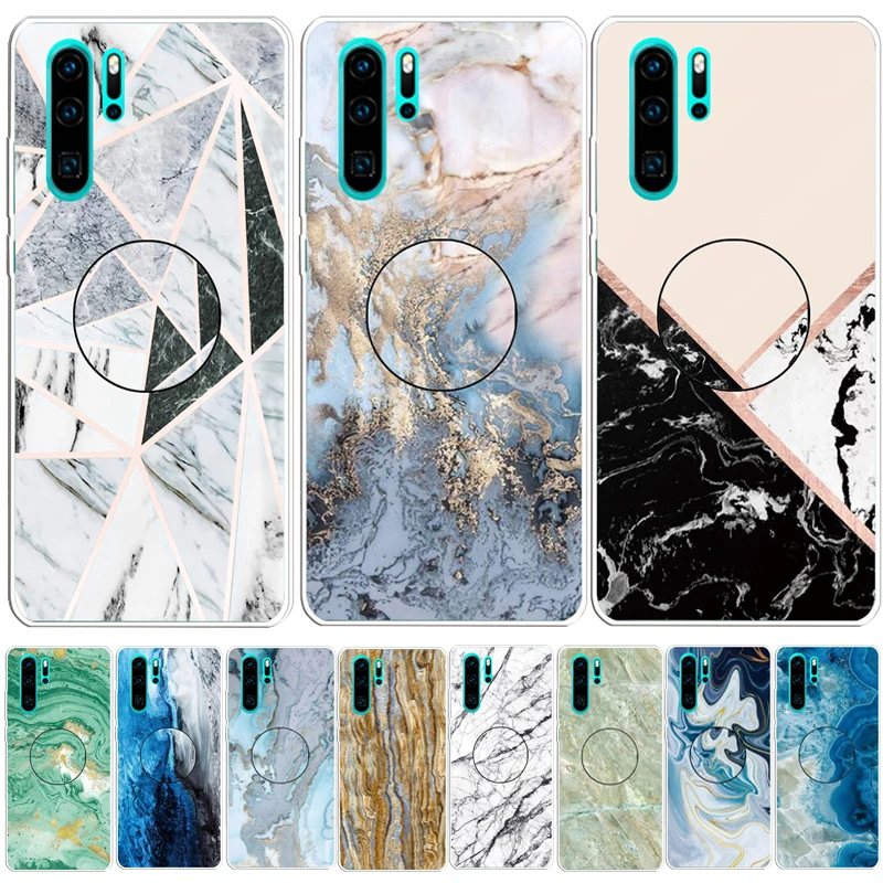 

Marble Flexible Stand Holder Case on For Huawei P30 Pro Coque sFor Huawei P30 P20 Lite P20Lite 2019 P 30 20 Silicon Phone Cover
