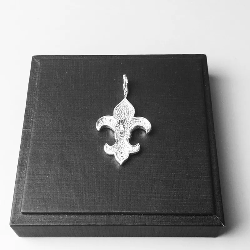 Черный CZ циркониевый большой кулон в форме сердца Fleur de lis новый стиль европейский