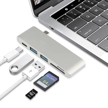 

USB 3.1 Type-C Hub To HDMI Adapter 4K Thunderbolt 3 USB C Hub with Hub 3.0 TF SD Reader Slot PD for MacBook Pro/Air 2018