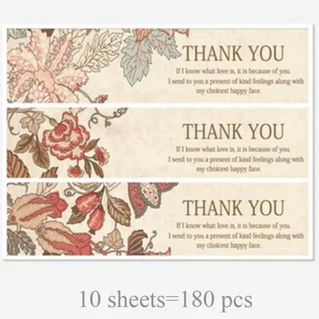 

10Sheets=180Pcs Thank you Adhesive Stickers Sealing Label Stickers Handmade Paper Stickers For Gifts Girls Craft Stickers