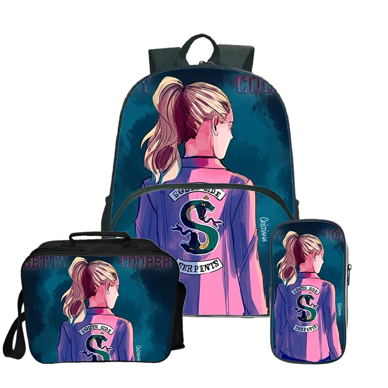 Mochila ривердейл южной стороне рюкзак Пенал школьный сумки для девочек-подростков; для мальчиков и девочек, рюкзак для ланча 3 шт./компл. рюкзак для путешествий - Цвет: 22