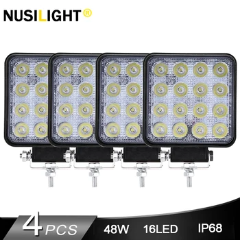 

4pcs 48W Led Work Light 12v Led Beams 24V 4x4 Led Bar Offroad Car Flood Spot Combo Light For JEEP SUV UAZ Truck Tractor Fog Lamp