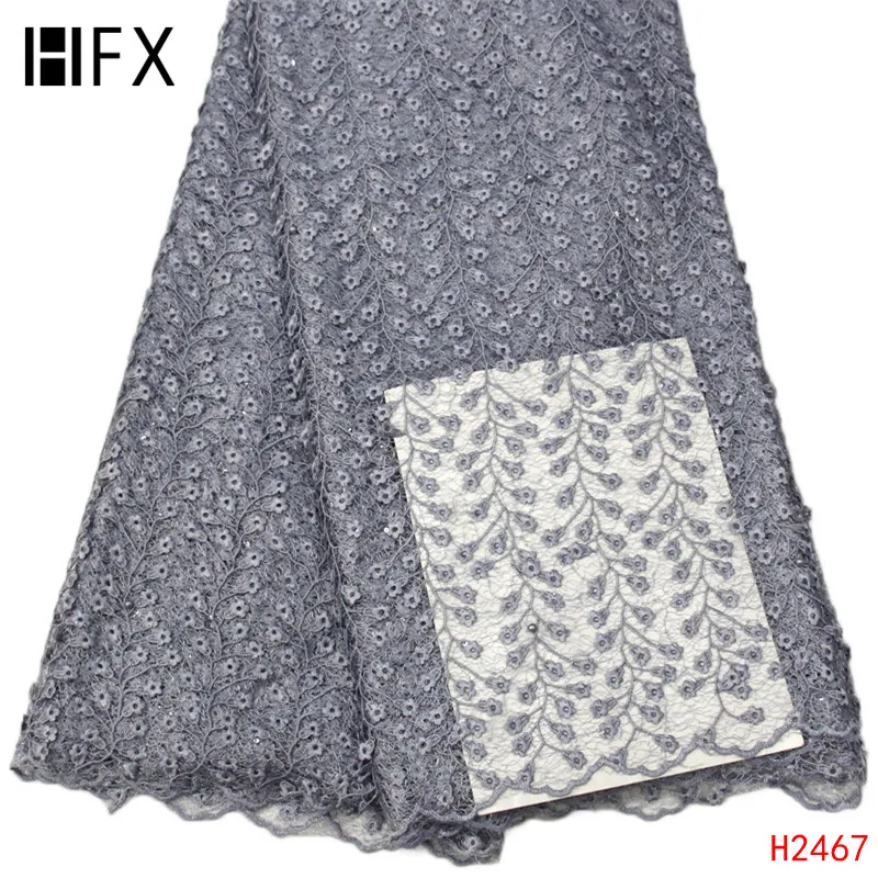 HFX французская кружевная ткань с бусинами для Нигерии вечерние оранжевая кружевная ткань perlage ткань из Дубая свадебное платье H2467