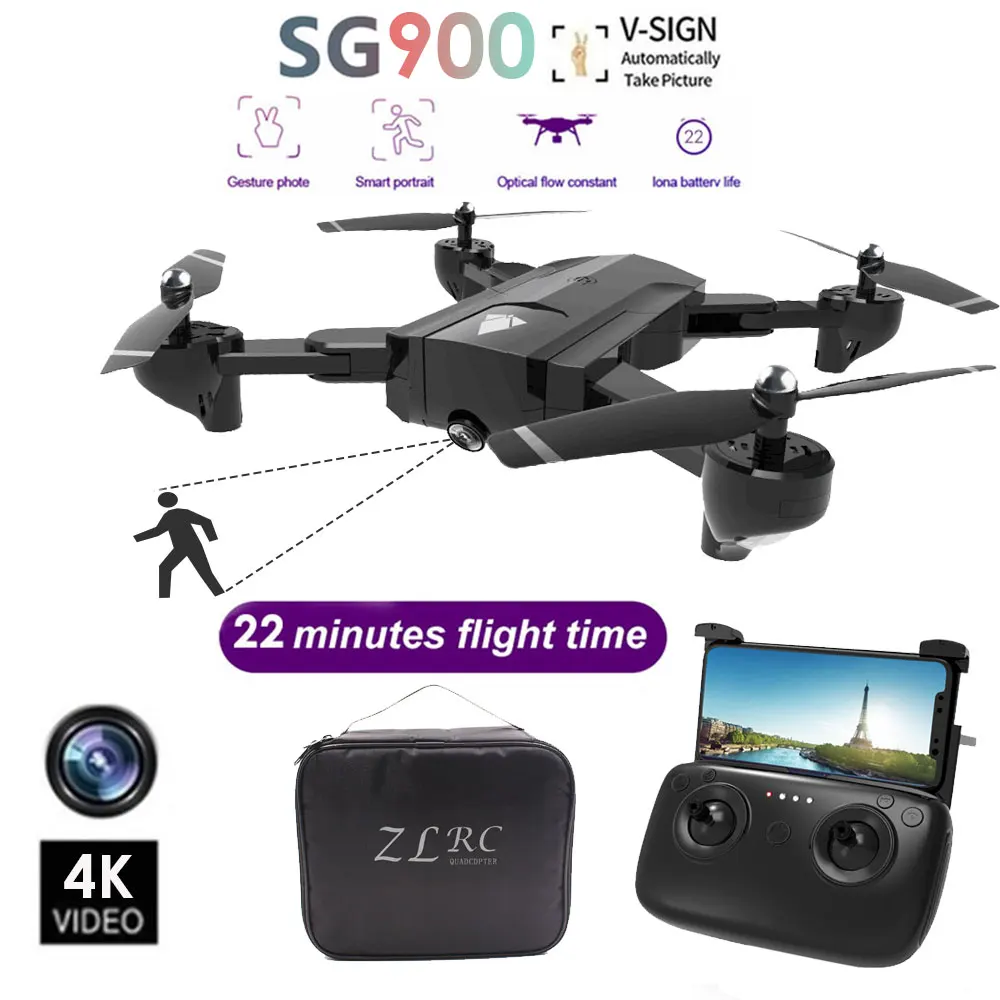 

SG900 Drone 4K/720P Camera HD 22mins long flight Professional FPV Quadcopter RC Helicopter Follow Me Guesture Photo video Toy