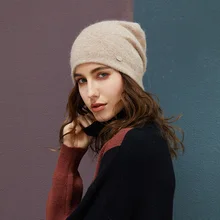 Женские шапки из кроличьей шерсти, зимние шапки для женщин, повседневные осенние вязаные шапочки для девочек, новинка, модная Высококачественная Мягкая шерстяная шапка