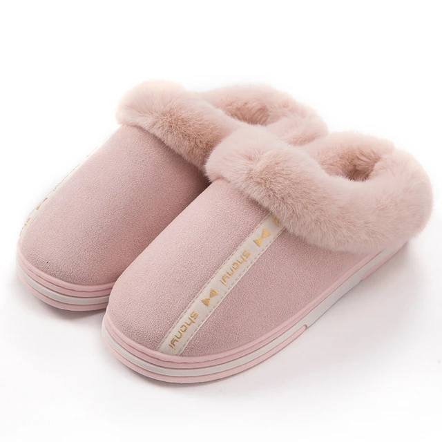pink Зимние теплые домашние тапочки для мужчин; домашние плюшевые тапочки для спальни; пара хлопковых тапочек; мягкая домашняя обувь для влюбленных - Цвет: pink