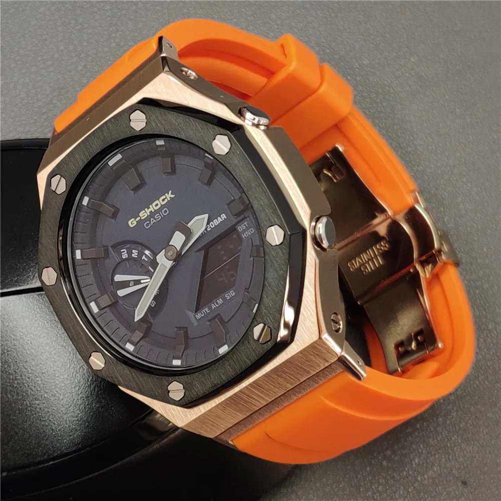 2rd bezel flúor borracha pulseira relógio para