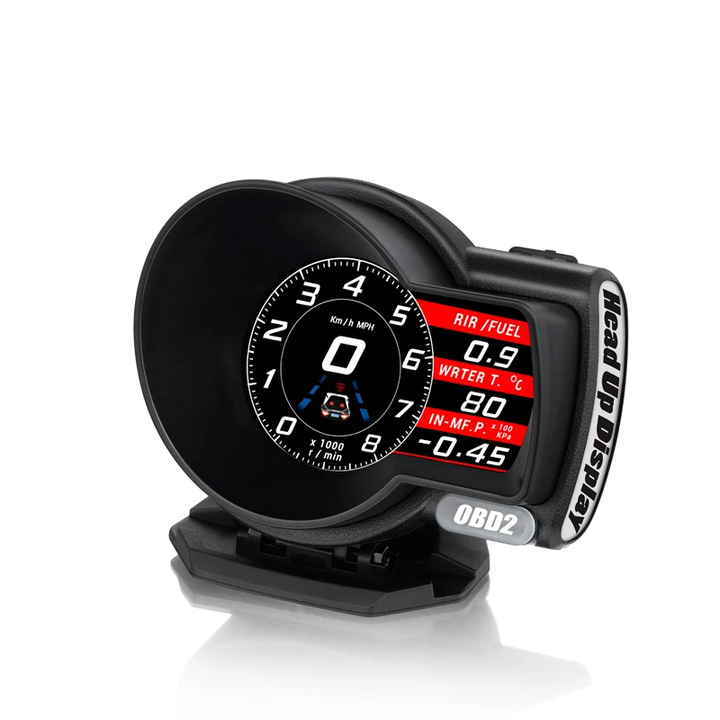 OBDHUD Car Electronics OBD2 Gauge - F8 Head-Up Display Turbine Pressure OBD Multifunctional LCD Instrument for Automobile