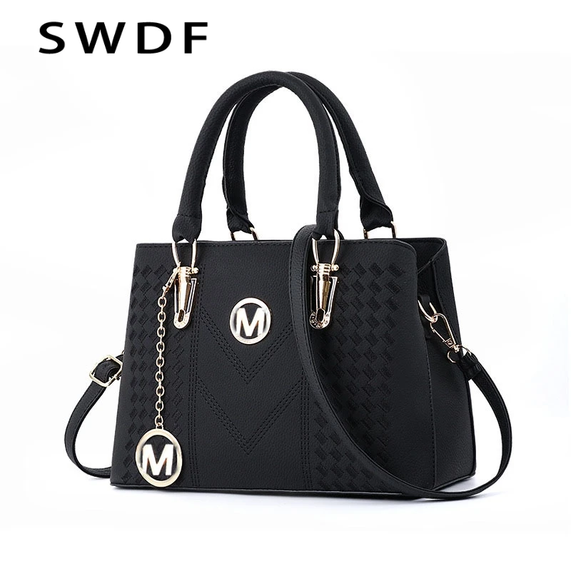 cheap SWDF Pure Color Designer Shoulder Bag In Women #039;s Shoulder Bags Messenger Bags Ladies PU Leather Handbag Purse Female Crossbody