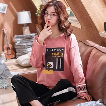 

Pyjama Femme Pajamas for Women's Pyjamas Set 100% Full Cotton Pijama Donna Pjs Spring Mujer Luxurious Sleepwear Nightwear 2Pcs