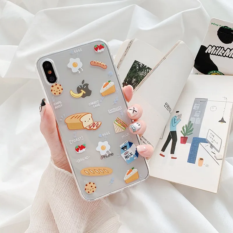 

For Iphone 7 8 Plus 6s Delicious Breakfast Pattern Phone Case For IPhone X XS 7 8 Plus 6 6S Soft And Transparent TPU Cover Cas