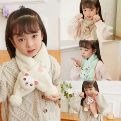 Autumn And Winter Cartoon Imitation Rabbit Fur Children Scarf Men And Women Baby Warm Cross Scarf Fashion Collar