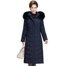 2021 Warm Winter Jacket Women Long Parkas Hooded Fur Collar Slim Thicken Down Cotton Jacket Winter Coat Woman Outerwear